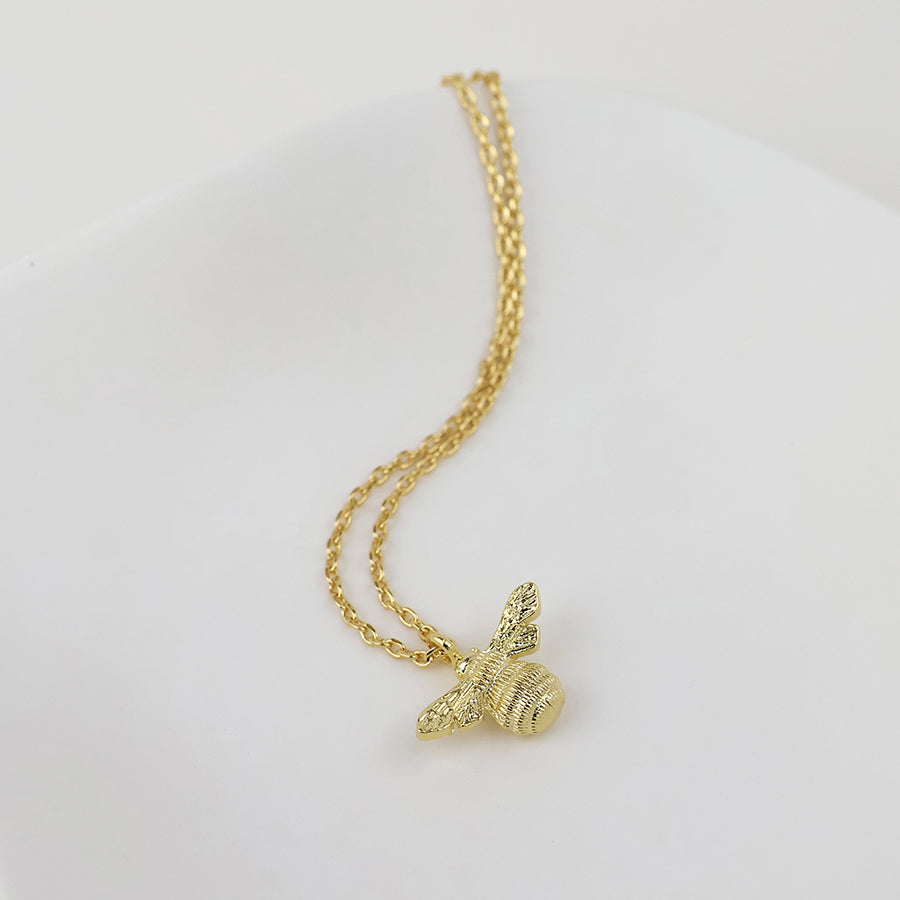 POM Honey bee golden intricate bee necklace
