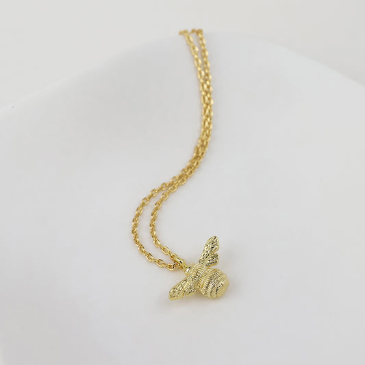 POM Honey bee golden intricate bee necklace