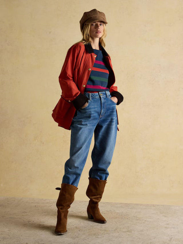 Joules Navy Stripe Harbour Boat Neck Top