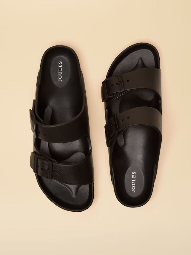 Joules Sunseeker Black EVA Double Buckle Sliders