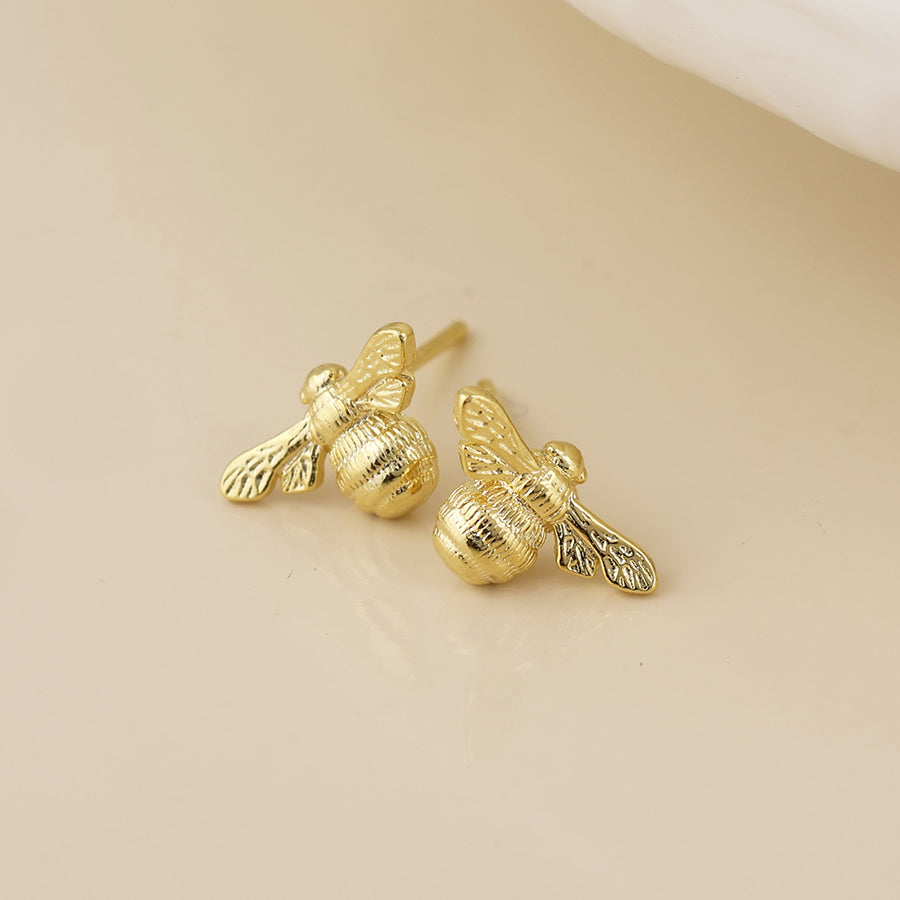 POM Honey bee golden intricate bee earrings
