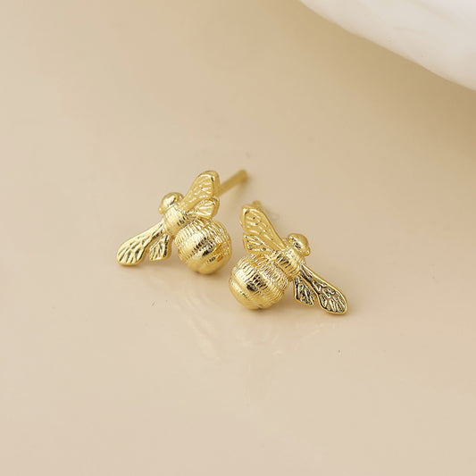 POM Honey bee golden intricate bee earrings