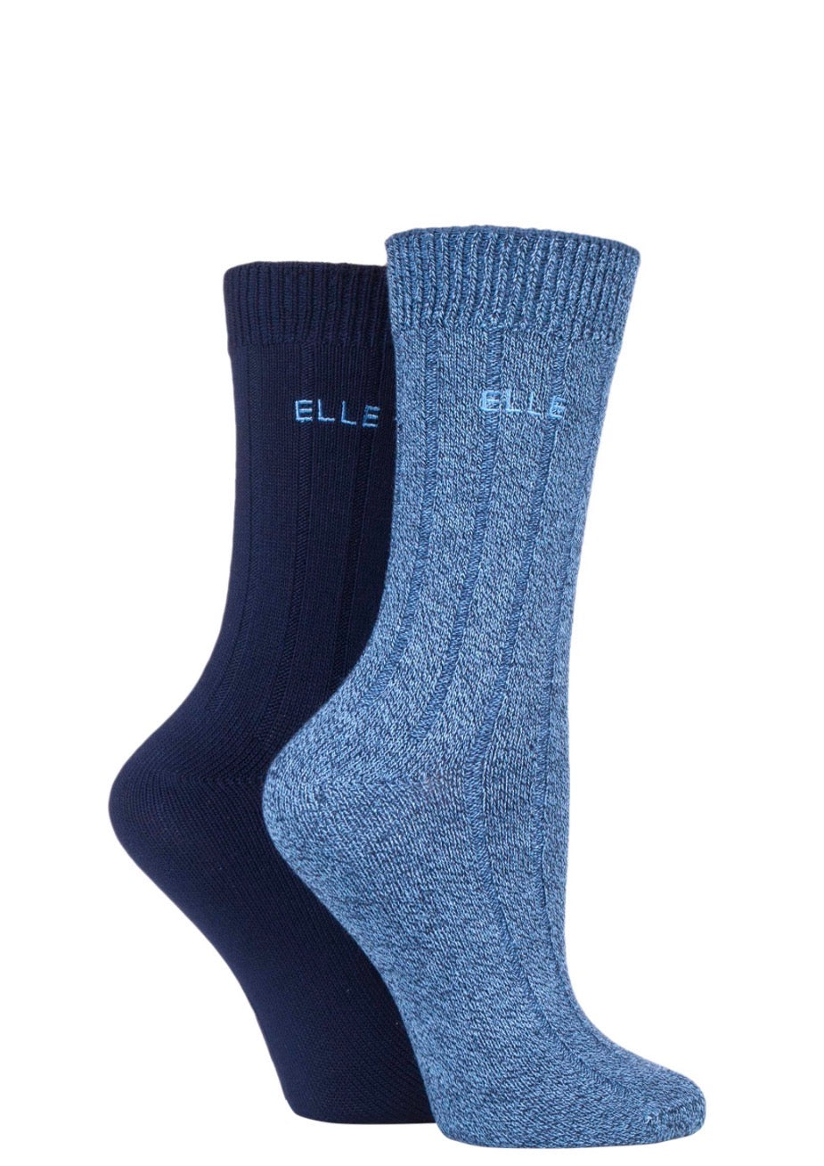 Elle Bamboo Rib Women’s Navy Socks 2 Pair