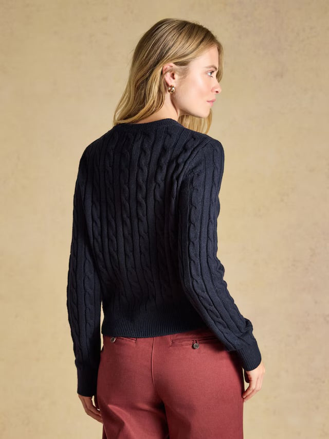 Joules Navy Cable Knit Button Up Cardigan