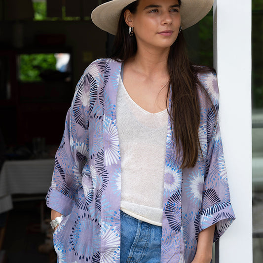 POM Lilac Mix Sunburst Print Kimono