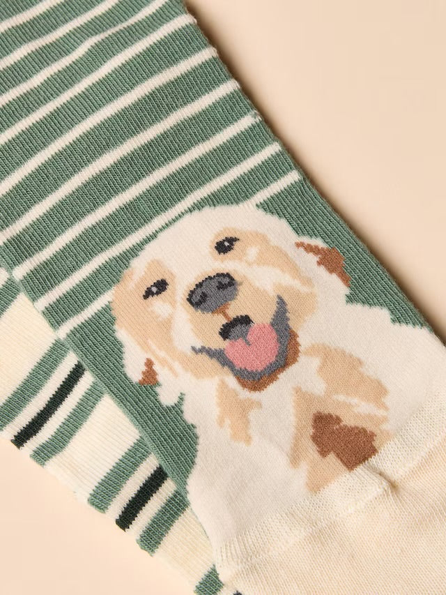Joules Everyday Green/Ecru 2 Pack Socks