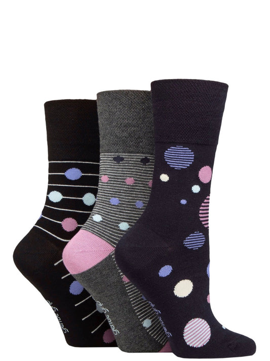Sockshop Gentle Grip Bamboo Women’s Cotton Patterned  Socks 3 Pair