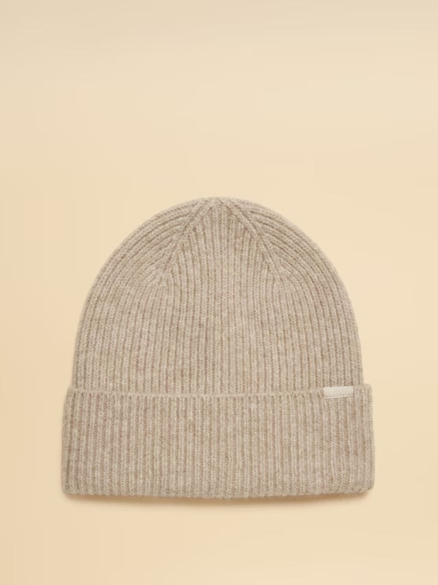 Joules Fine Knit Oatmeal Beanie Hat