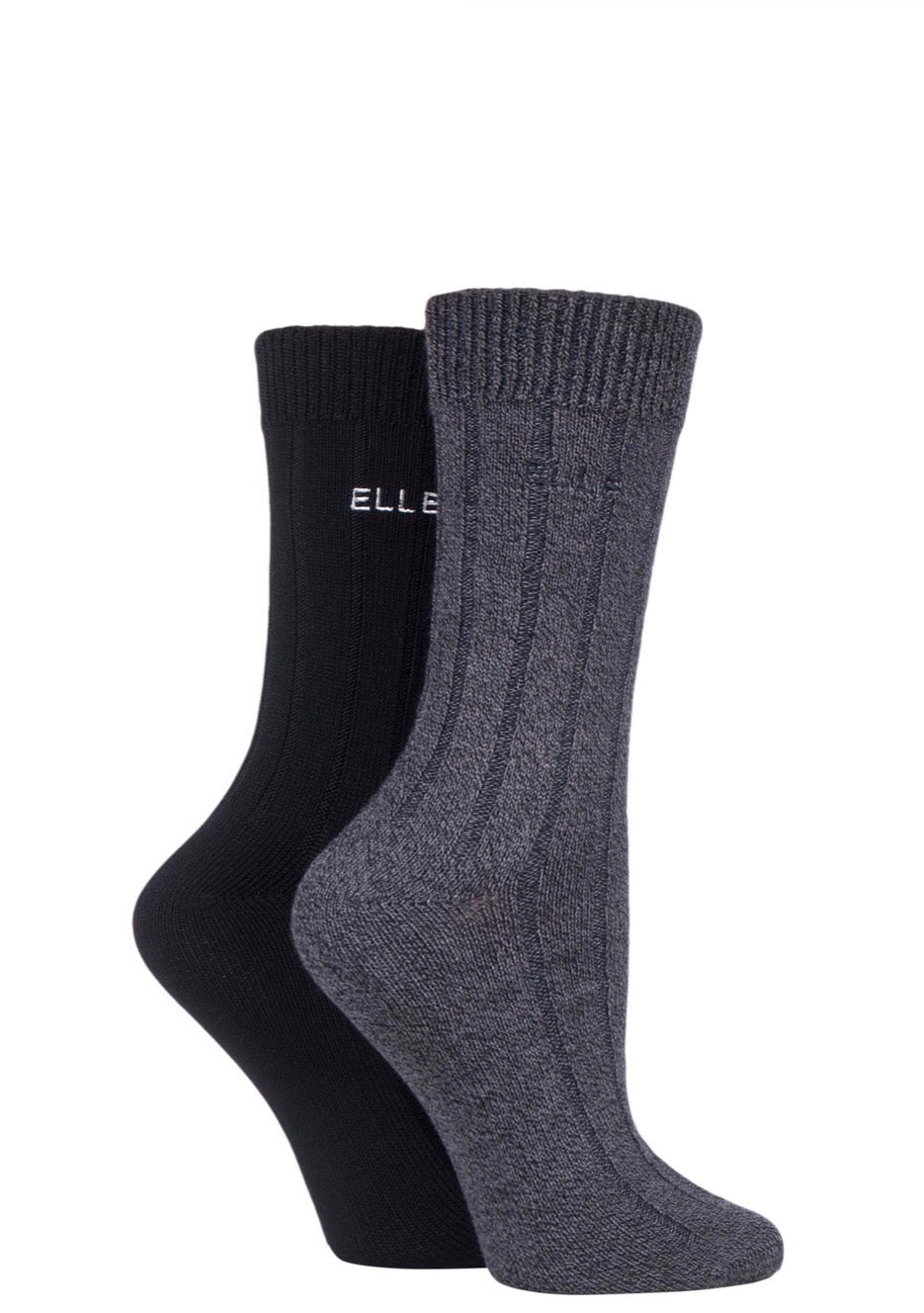 Elle Bamboo Rib Women’s Black Socks 2 Pair