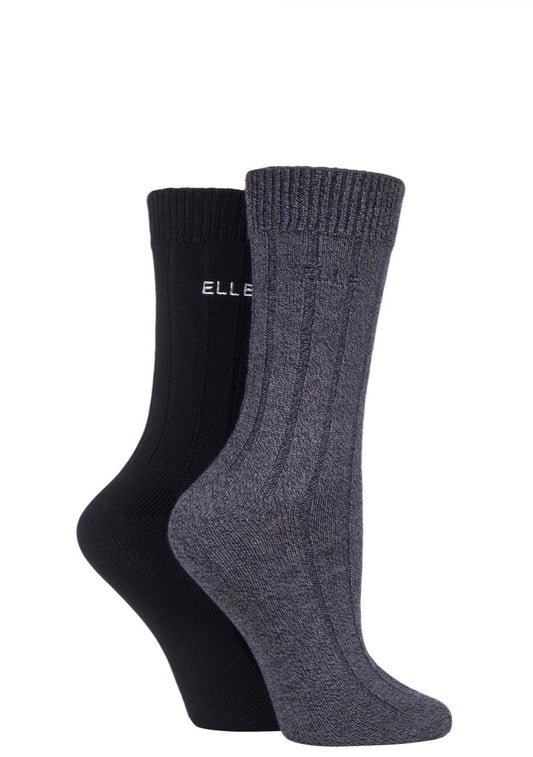 Elle Bamboo Rib Women’s Black Socks 2 Pair