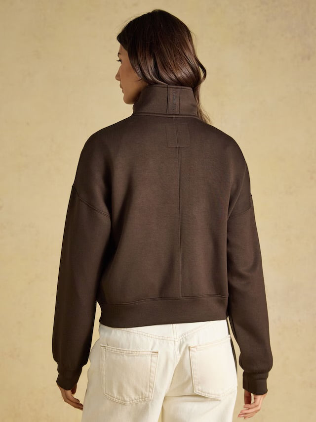 Joules Chocolate Brown Soft Full Zip Funnel Neck Sweatshirt