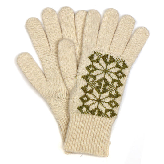 POM Olive And Cream Scandi Starflower Gloves