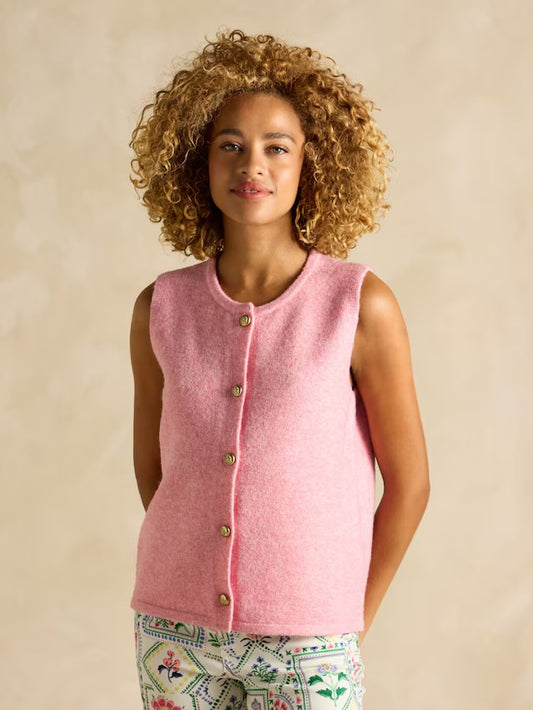 Joules Holly Pink Button Through Knitted Vest