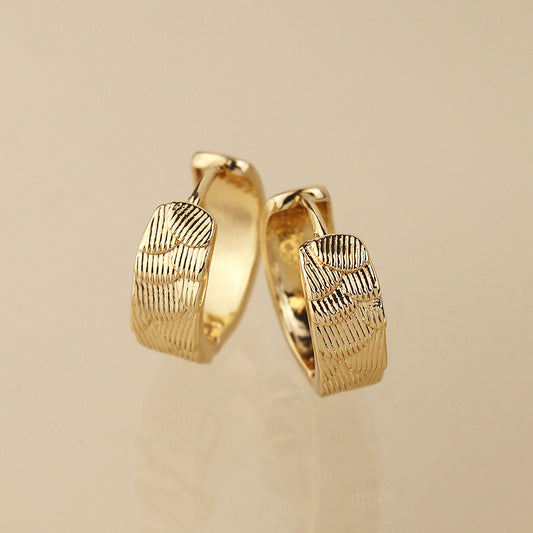Faux Gold Scallop Embossed Huggie Hoops