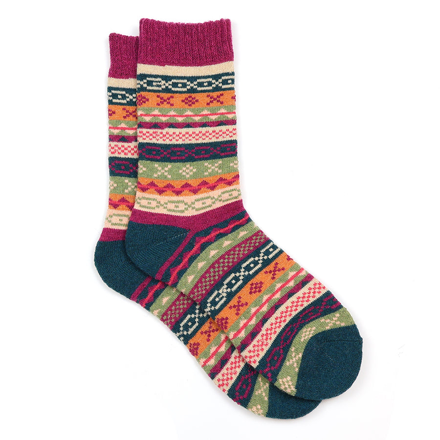 POM Magenta/Teal Mix Multi Pattern Stripe Socks