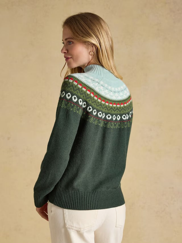 Joules Green Landscape Pattern Cotton Blend Knitted Jumper