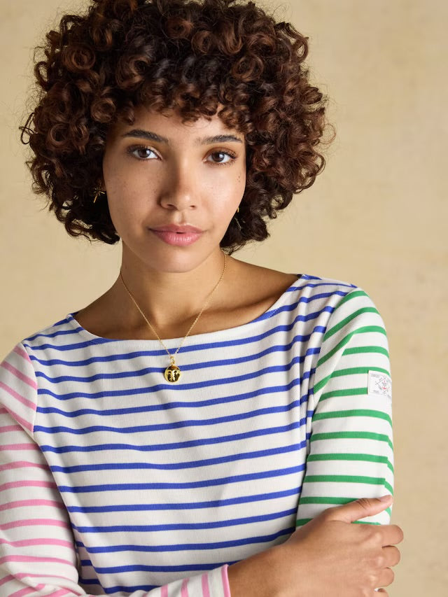 Joules Harbour Multicolour Boat Neck Long Sleeve Breton Stripe Top