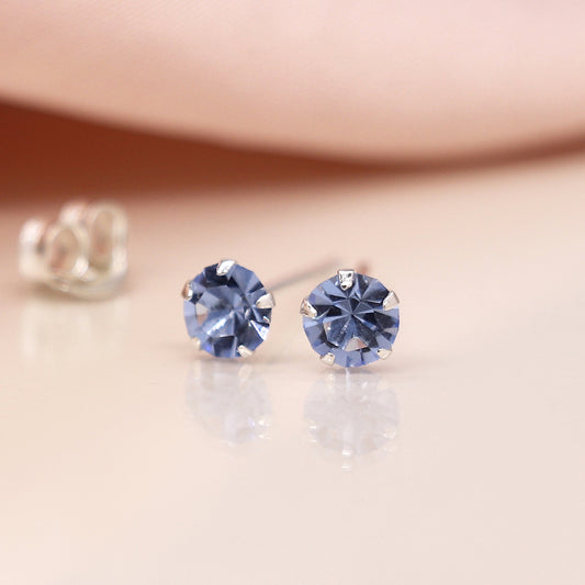 POM Light Blue 4mm Round Stud Earrings
