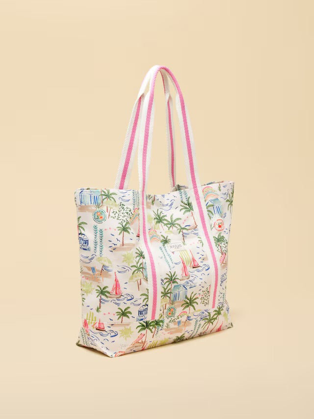 Joules Promenade Palm Print Canvas Tote Bag