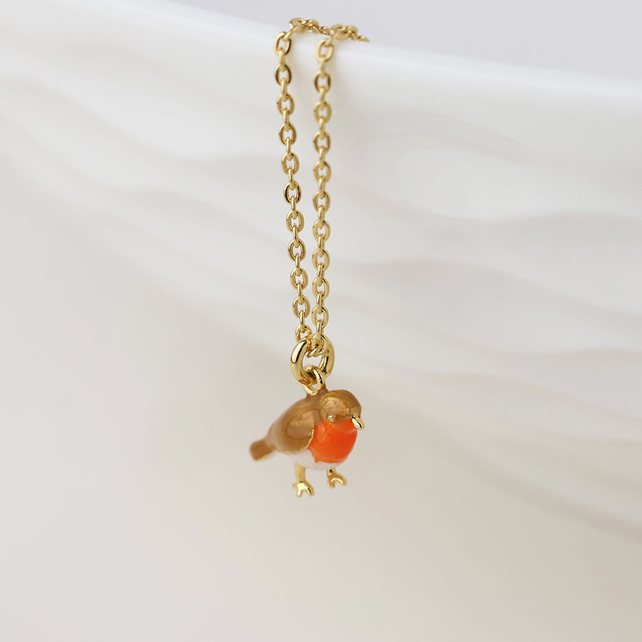 POM Robin golden enamel robin necklace