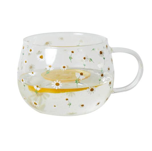 Belly Button Ditsy Chamomile Borosilicate Glass Mug