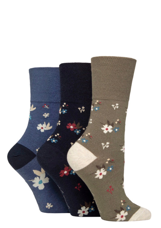 Sockshop Gentle Grip Women’s Cotton Patterned  Socks 3 Pair