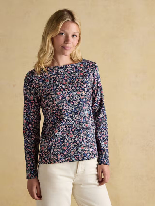 Joules Harbour Ditsy Floral Boat Neck 100% Cotton Breton Top