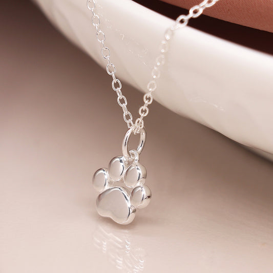 POM Sterling Silver Pawprint Necklace