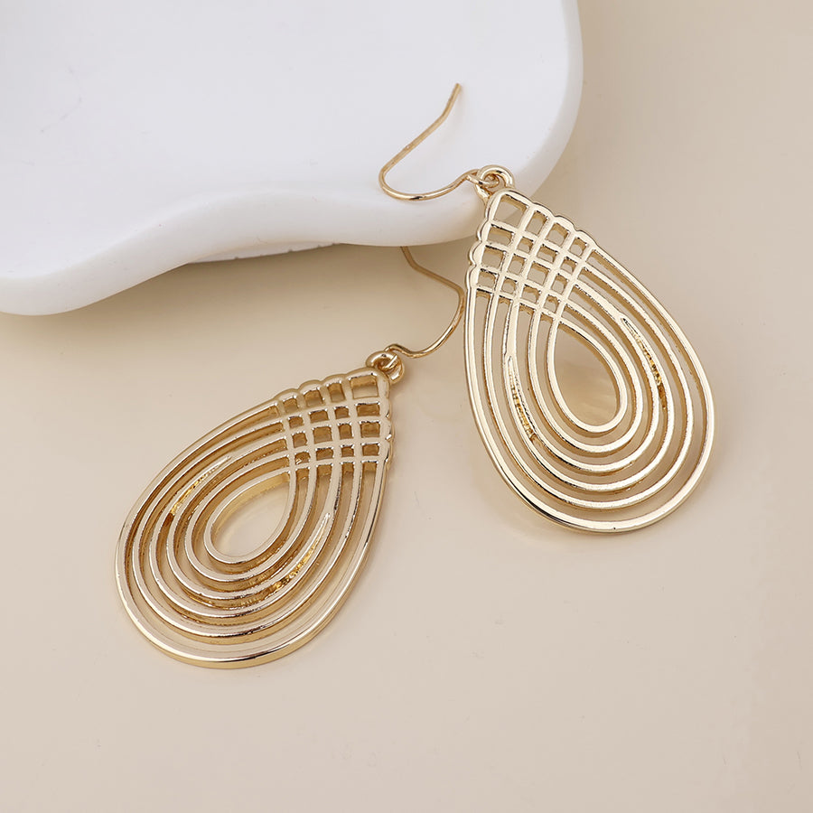 POM Deco golden deco lattice teardrop drop earrings