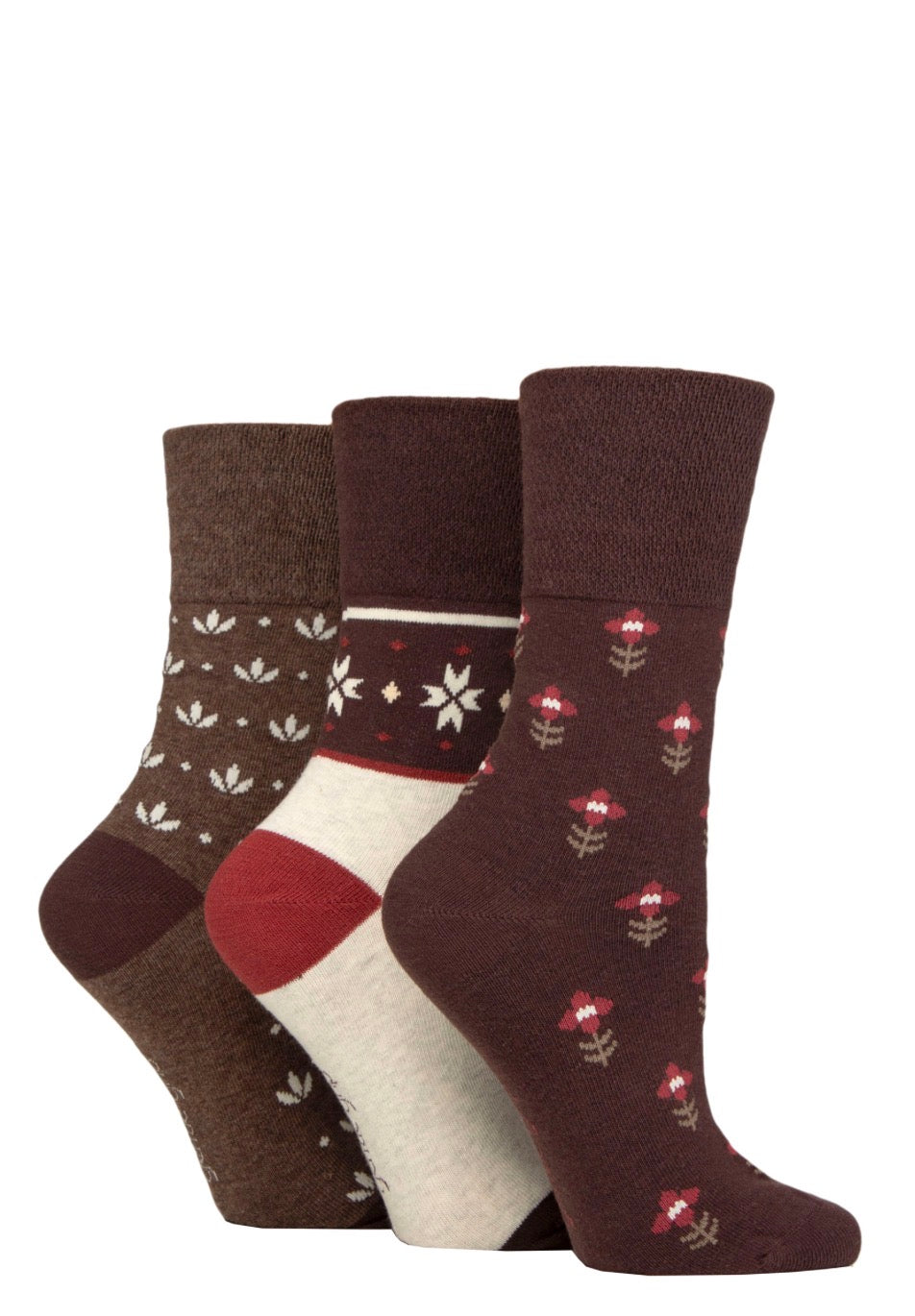 Sockshop Gentle Grip Women’s Cotton Patterned Socks 3 Pair