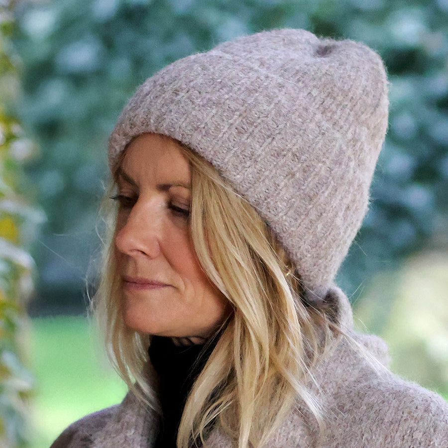 POM Ashleigh Oatmeal Marl Knit Beanie