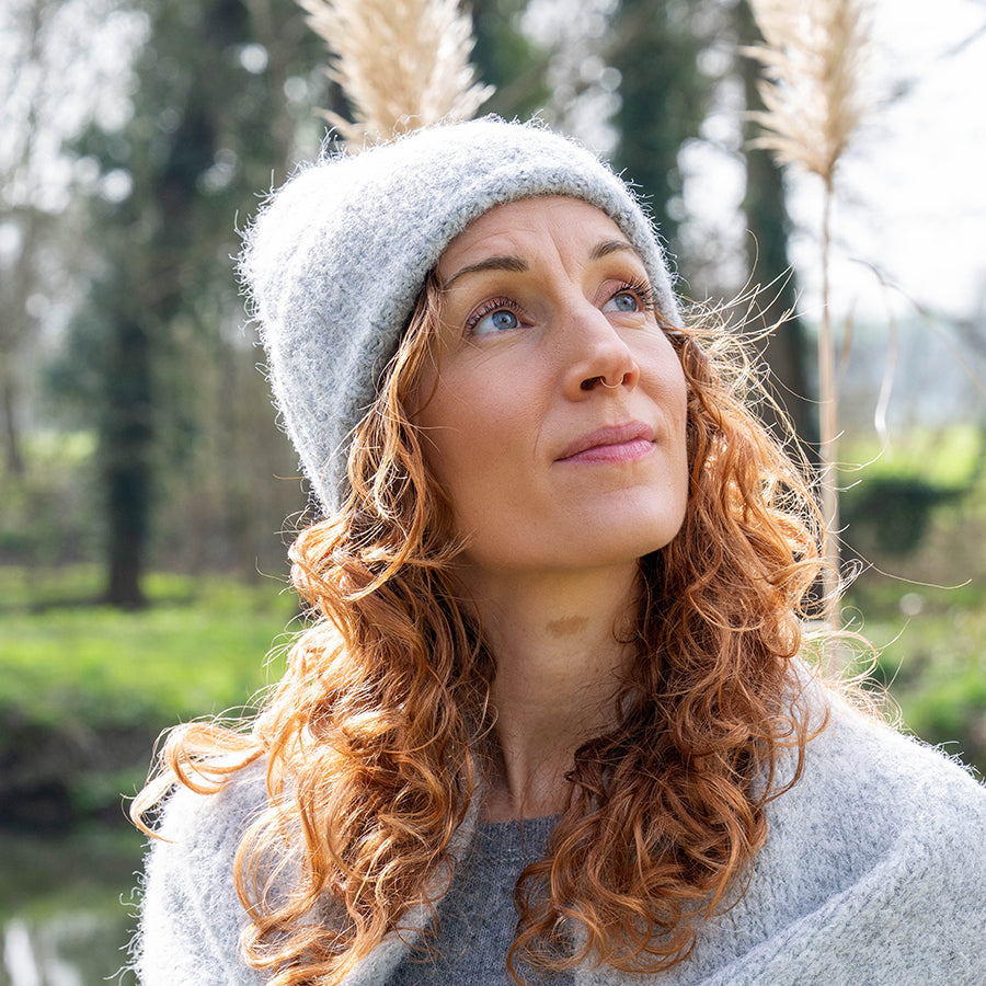 POM Ashleigh Grey Marl Knit Beanie