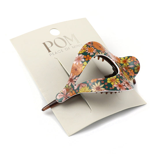 POM Amrita Teal & Rust Teardrop Vintage Floral Hairclip