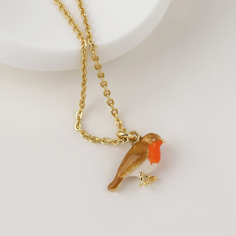 POM Robin golden enamel robin necklace