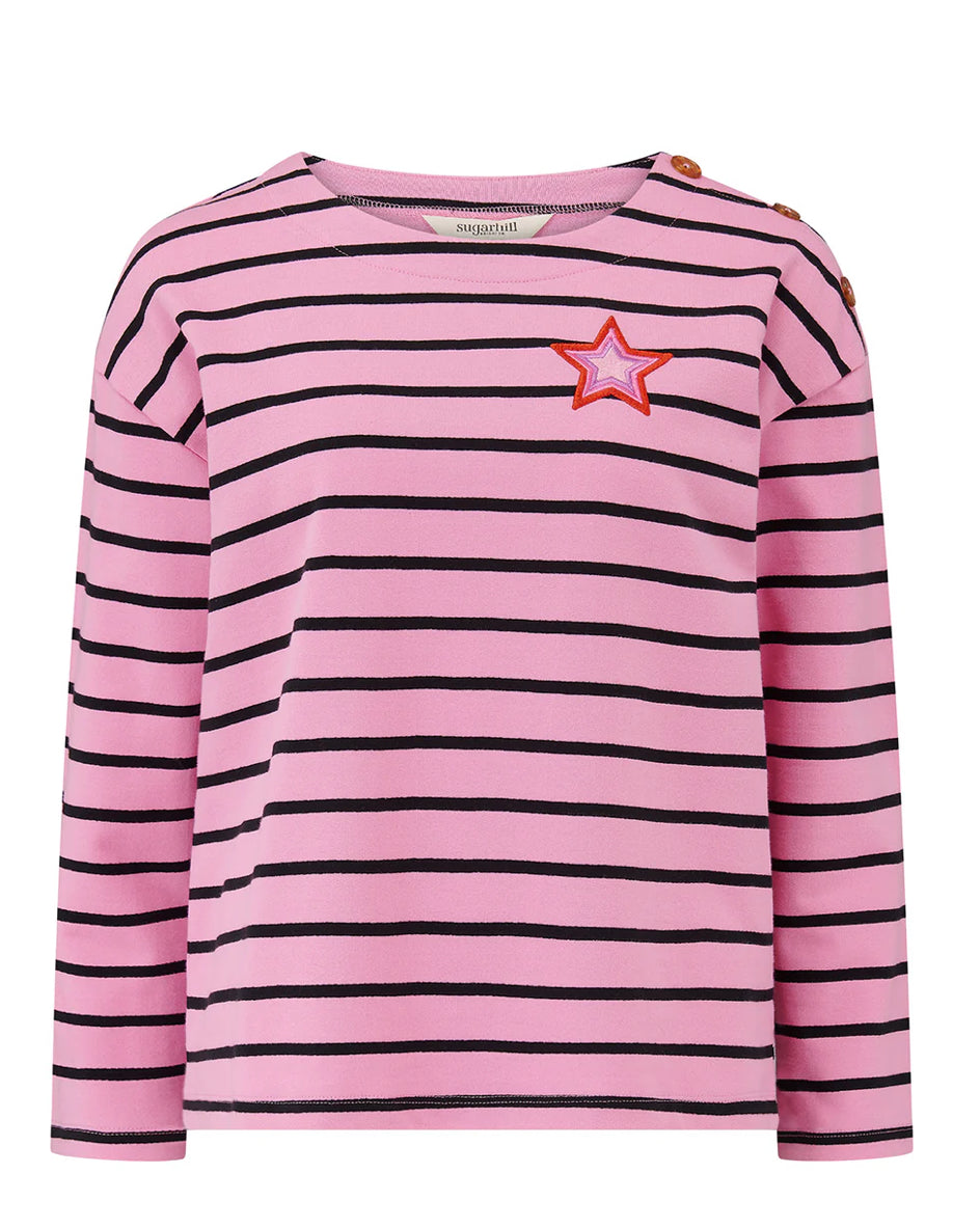 Sugarhill Celine Breton Top - Pink/Black, Star