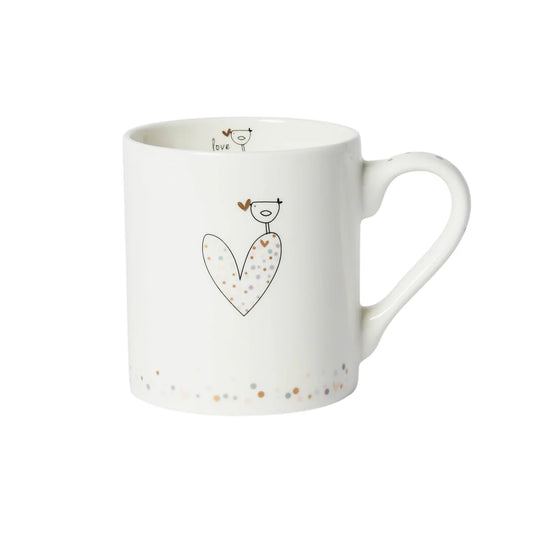 Confetti Heart & Bird Bone China Mug