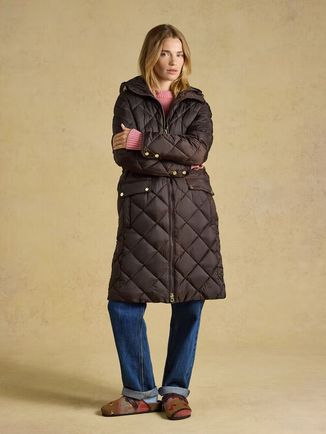 Joules Chessington Chocolate Brown Longline Showerproof Jacket
