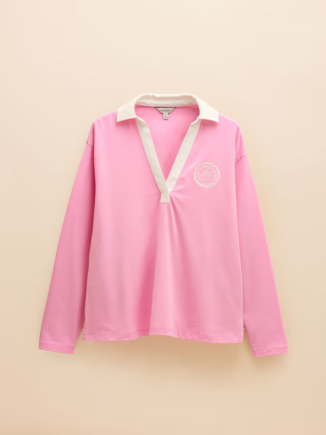 Joules Tallie Pink Combed Cotton Collared Top