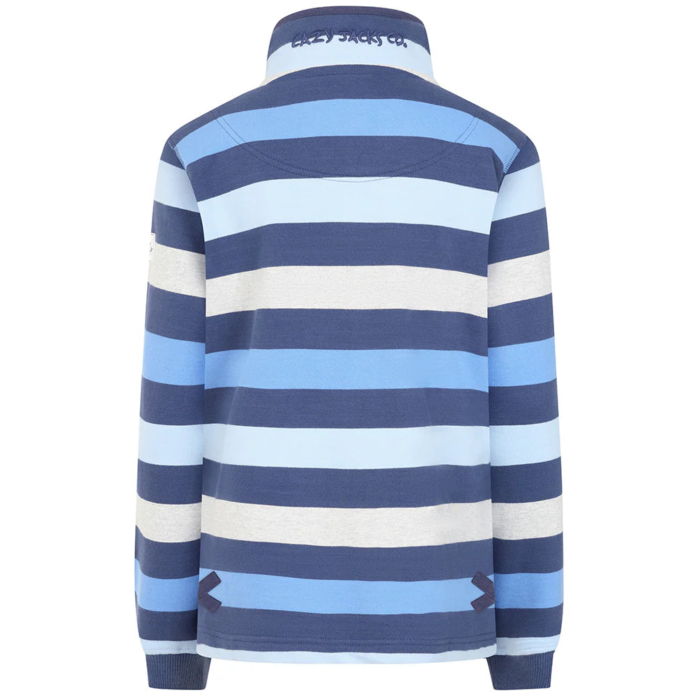 Striped Button Neck in Winter Blues by Lazy Jacks