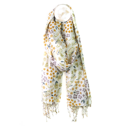POM Lilac and rust floral print modal scarf