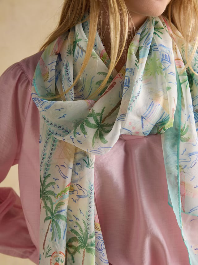 Joules Abberton Palm Printed Scarf