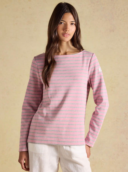 Joules Harbour Long-sleeve top (pink & grey)