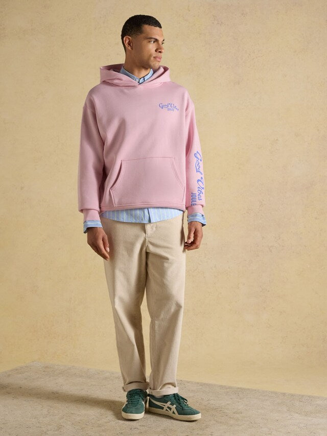 Joules Oversized Unisex Beach Hoodie Good Vibes in Pink