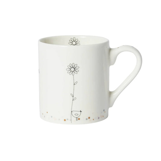 Daisies & Bird Bone China Mug