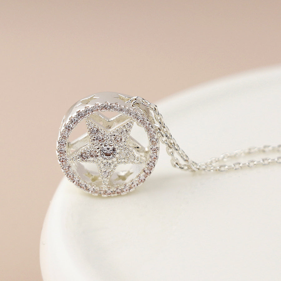 Silver Plated Star & Hoop Necklace