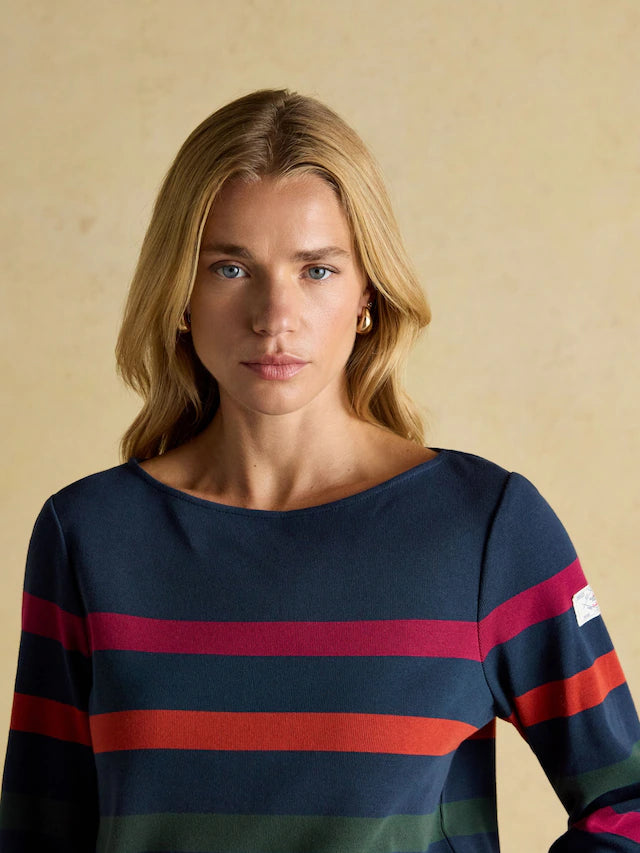 Joules Navy Stripe Harbour Boat Neck Top