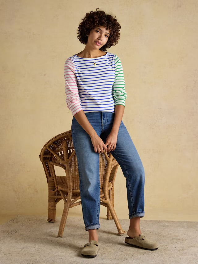Joules Harbour Multicolour Boat Neck Long Sleeve Breton Stripe Top