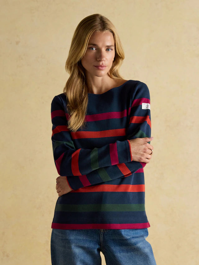 Joules Navy Stripe Harbour Boat Neck Top