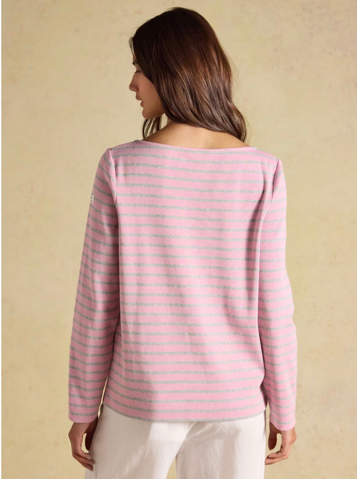 Joules Harbour Long-sleeve top (pink & grey)