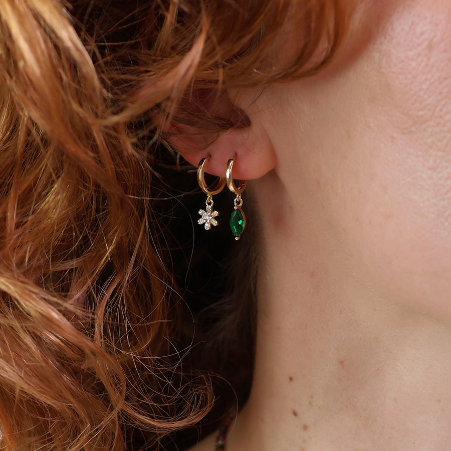 POM Golden triple mismatch crystal earring set
